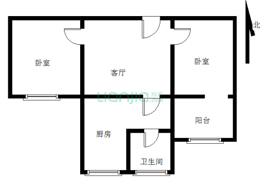 七十年大产权   全阳两居  中间楼层-户型图