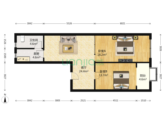 芝罘里 2室1厅1卫 96平方
