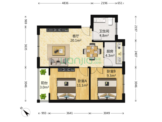 郫筒红瓦一期 2室1厅1卫 71平方