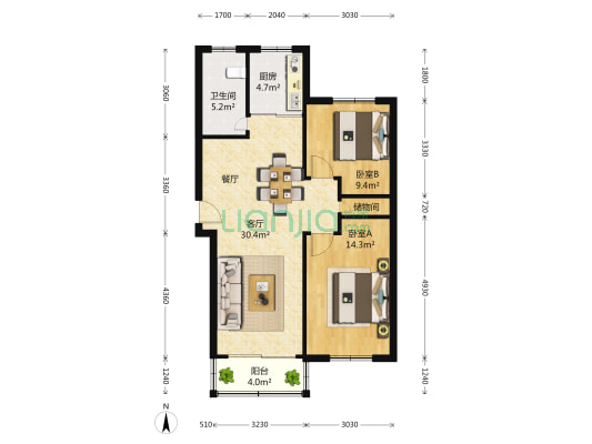 中山东路120弄 2室2厅1卫 90平方