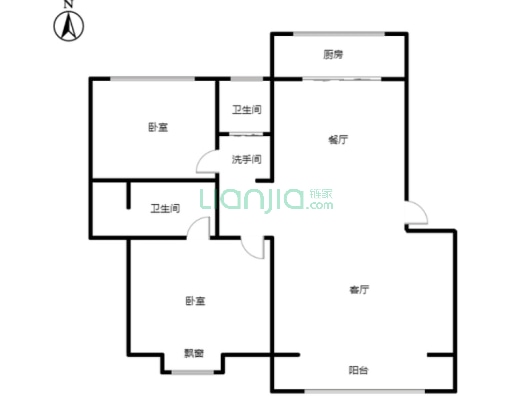 此房满五税费低，南北通透格局好，楼层好，视野宽阔-户型图