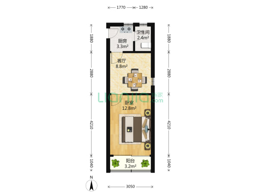 武定西路1474弄 1室1厅1卫 42平方