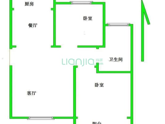 秀兰尚城 2室2厅 南 北-户型图