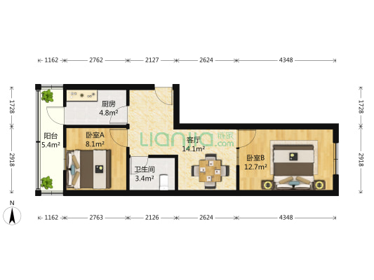 富满里 2室1厅1卫 40平方