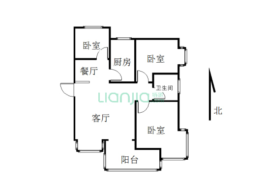 西城鑫苑 108平 3房2厅 简装 有证 可贷款-户型图