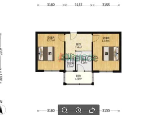 建设路全南两居室  简单装修 出门菜市场 校园-户型图