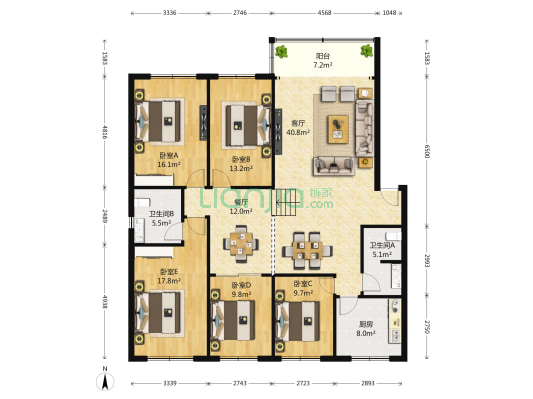 互利西一巷4号 5室2厅2卫 174平方