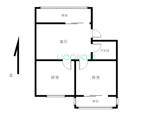 福寿巷 2室1厅 南 北-户型图