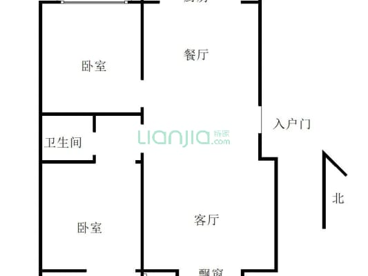 联合小区六号院 2室2厅 南 北-户型图