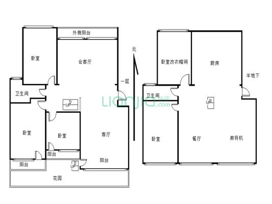 诚达·龙庭国际 5室2厅 南-户型图