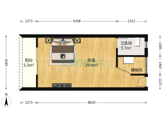 音乐家生活广场 1室0厅1卫 54平方