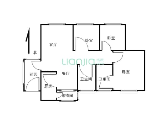 蓝欣家园，精装修，90平方，三室两厅两卫-户型图