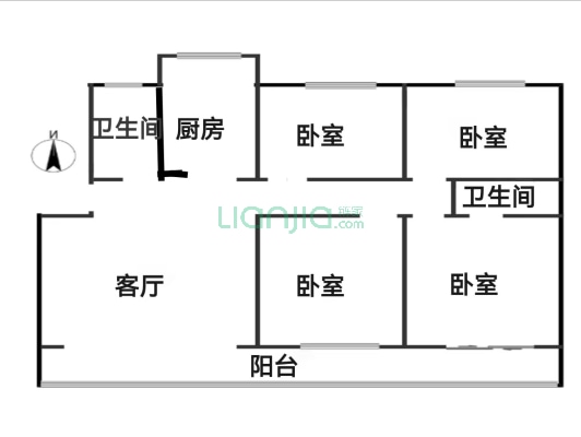 朝阳路 金税小区 中间楼层 集中供暖-户型图