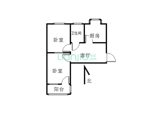 省五建家属院 60平 中层 两室一厅-户型图