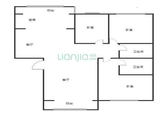 华阳公寓 南北通透大三居户型 带装修-户型图