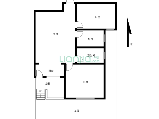 上海城一楼带院  两室两厅一卫  小区环境好 适合居住-户型图
