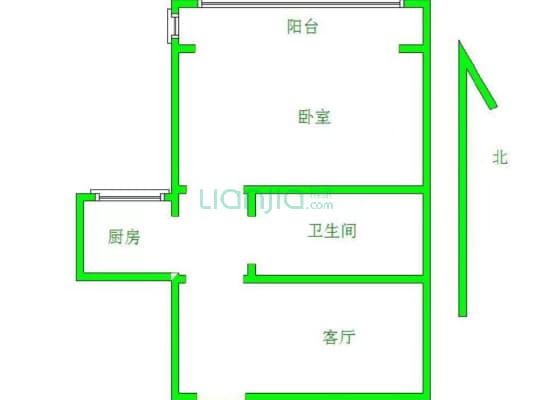 九号公寓 1室1厅 南-户型图