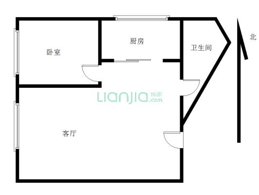 亚兴国际公寓 1室1厅 面积小 总价低-户型图