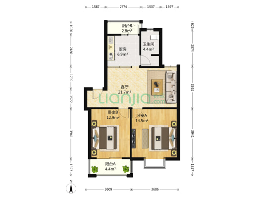 名邦锦绣年华 2室1厅1卫 79平方