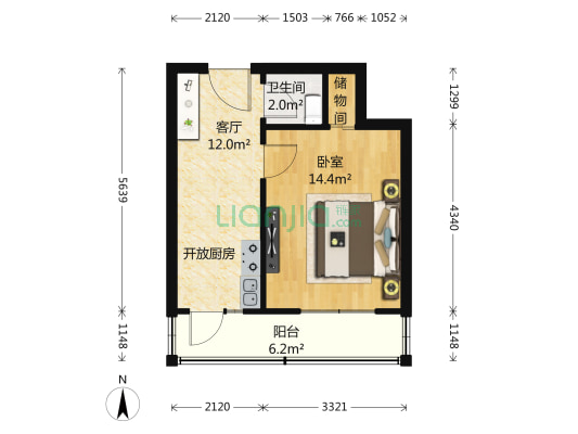 拥军里 1室1厅1卫 27平方