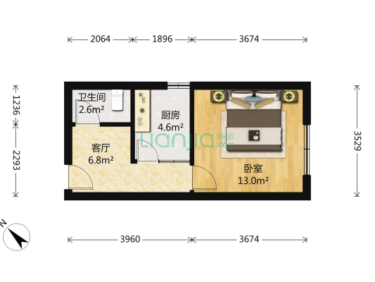 红庙小区 1室1厅1卫 35平方