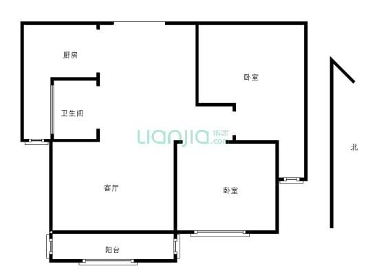 高新区，南向两居，精装 ，采光视野好-户型图