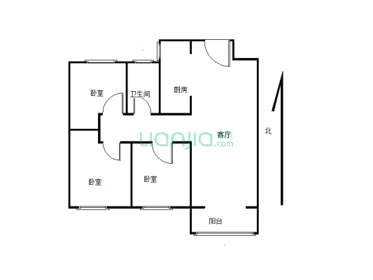 睿园毛坯122平米，三室两厅一卫一厨，有证可支持按-户型图