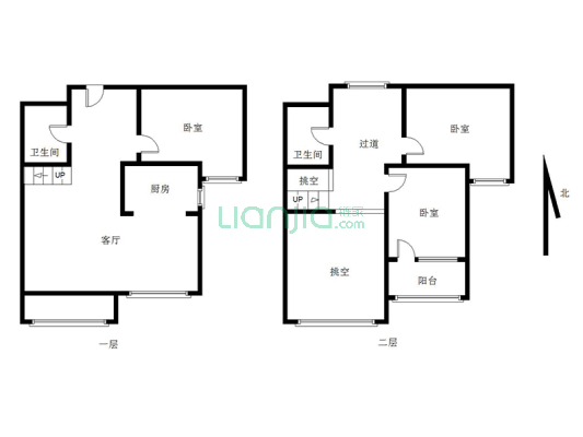 高铁新干线，高层顶层复式，少见的户型，看房方便。-户型图