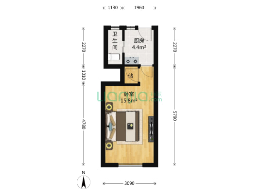 东体育会路309弄 1室0厅1卫 31平方