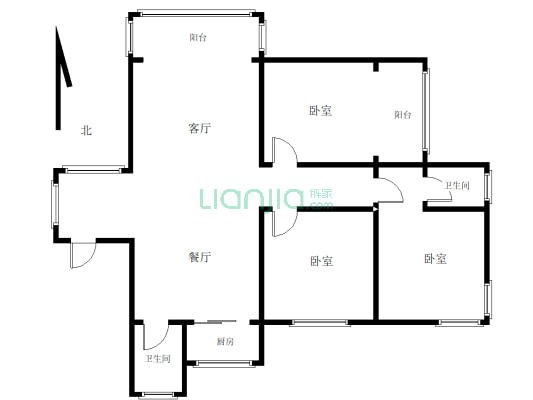 紫金园，中间楼层，三室两厅，有证暖可贷款-户型图