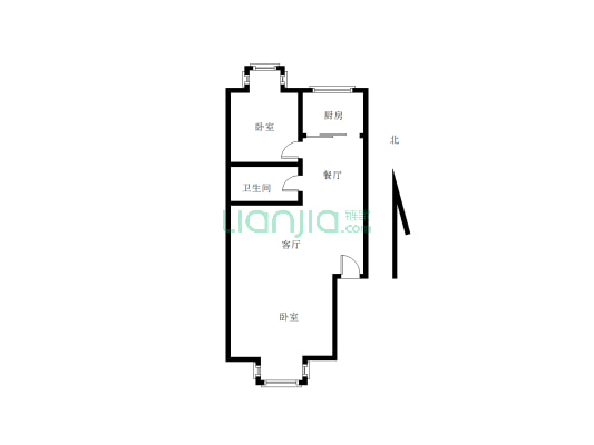 玉龙家园步梯楼，独立大两室 小税 简装-户型图