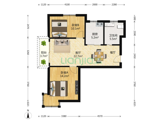 舜川公寓 2室1厅1卫 79平方