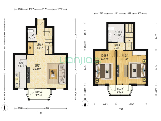 富丽小区 2室1厅2卫 109平方