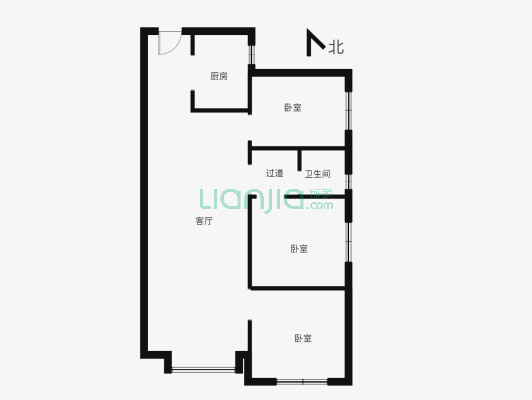 陶菊园东区，纯毛坯，三室，97平方，无浪费空间-户型图