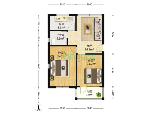 湖燕大楼 2室1厅1卫 0平方