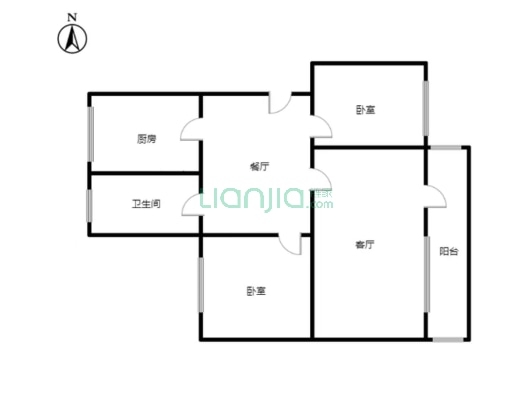 新安小区 2室2厅 东 西-户型图