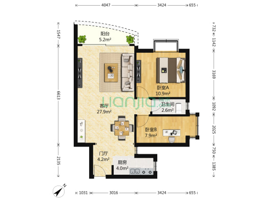 玉雅居 2室1厅1卫 77平方