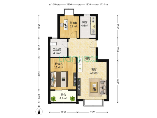景舒苑四村 2室1厅1卫 73平方