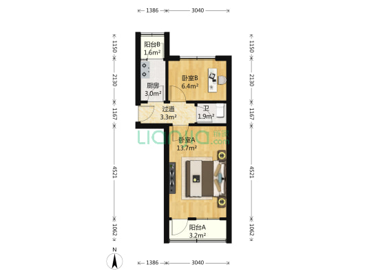 辛家庄二小区（龙岩路） 2室0厅1卫 44平方