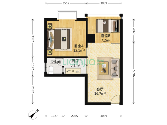 金色未来 2室1厅1卫 58平方