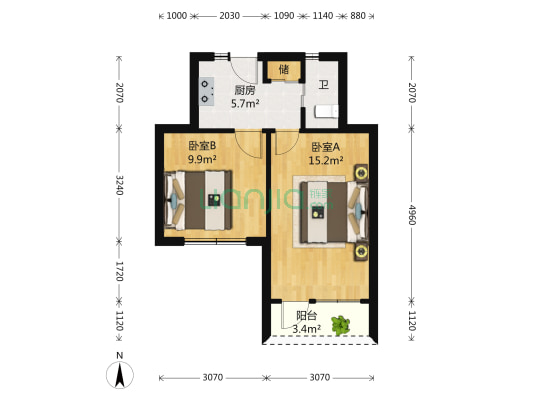 电厂小区 2室0厅1卫 47平方