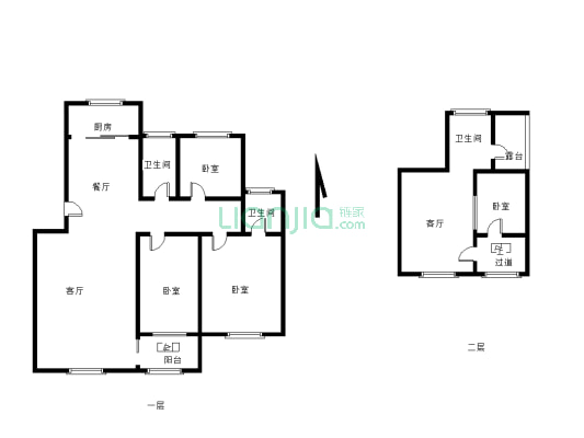锦华小区 步梯五楼 复试房 带家具家电 满五唯一-户型图