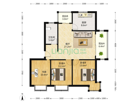 月泉湾名邸 3室1厅1卫 127平方