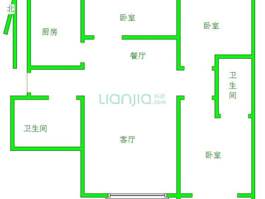 假日雅典城 3室2厅 南 北-户型图