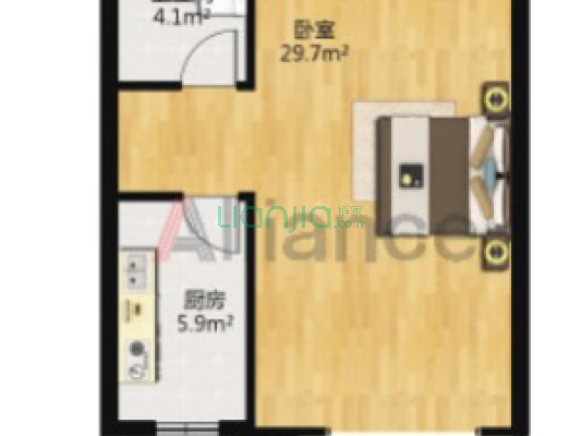 宏远景园 1室1厅 南-户型图