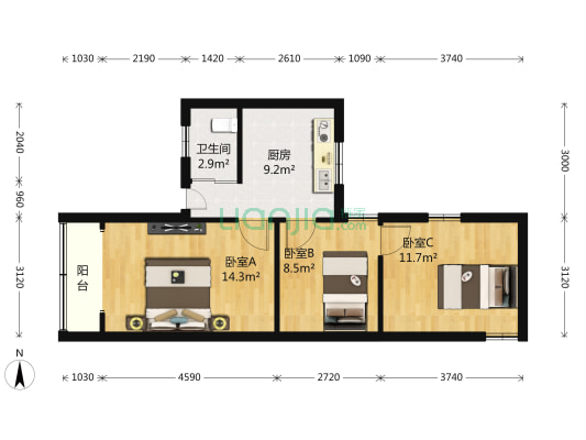 宝山路535号 3室0厅1卫 71平方