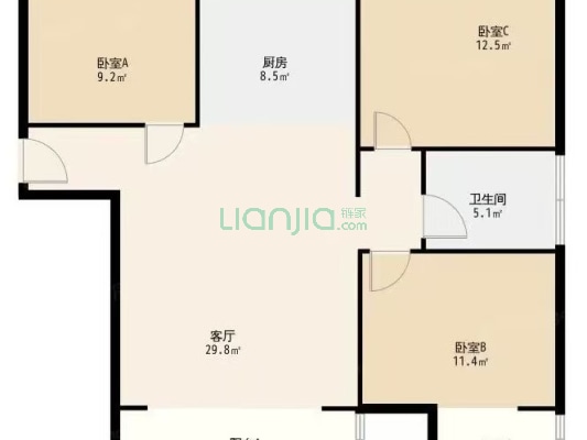 水榭春天 3室2厅 南 北-户型图