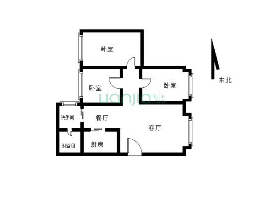 上江北 宜宾学院B区 电梯房 三室 急售-户型图