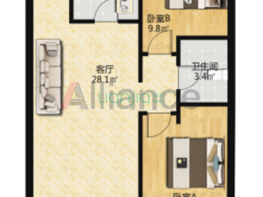 房子是南北通透的，通风效果好，中间楼层，-户型图
