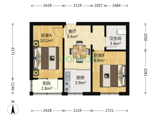 拥军小区 2室1厅1卫 68平方
